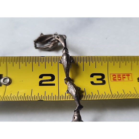 925 Sterling Silver Dolphin Link Bracelet Vintage - Picture 9 of 10